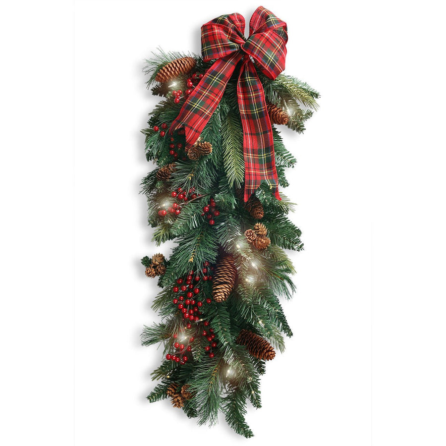 Monticello Pinecone and Berry Lighted Swag - Monticello Shop