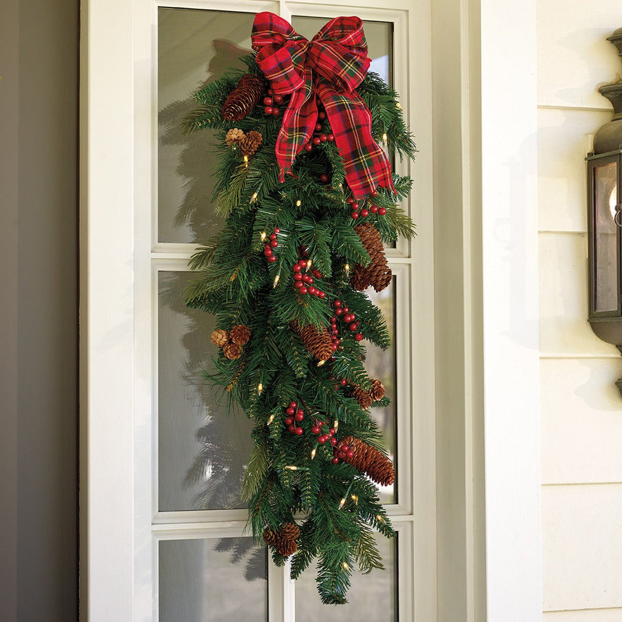 Monticello Pinecone and Berry Lighted Swag - Monticello Shop