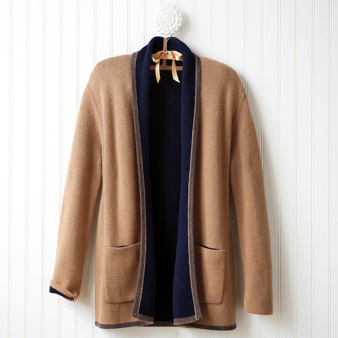 Navy & Camel Reversible Cardigan – Monticello Shop