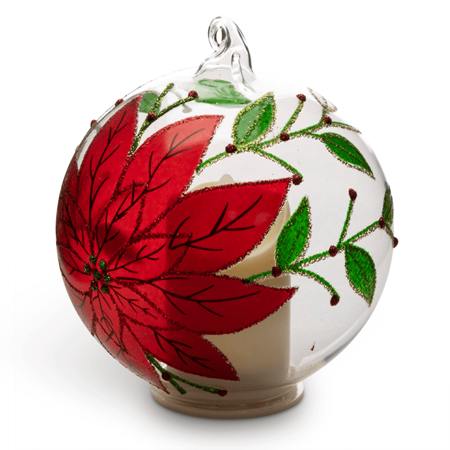 Poinsettia Flickering Candle Light Ornament - Monticello Shop